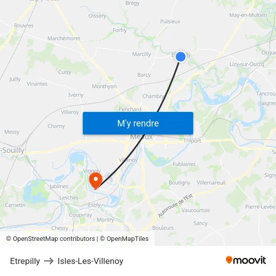 Etrepilly to Isles-Les-Villenoy map