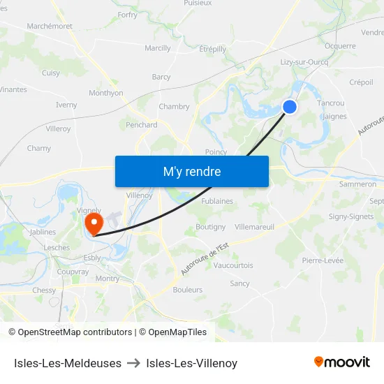 Isles-Les-Meldeuses to Isles-Les-Villenoy map