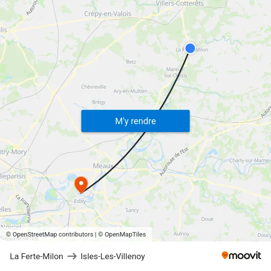 La Ferte-Milon to Isles-Les-Villenoy map