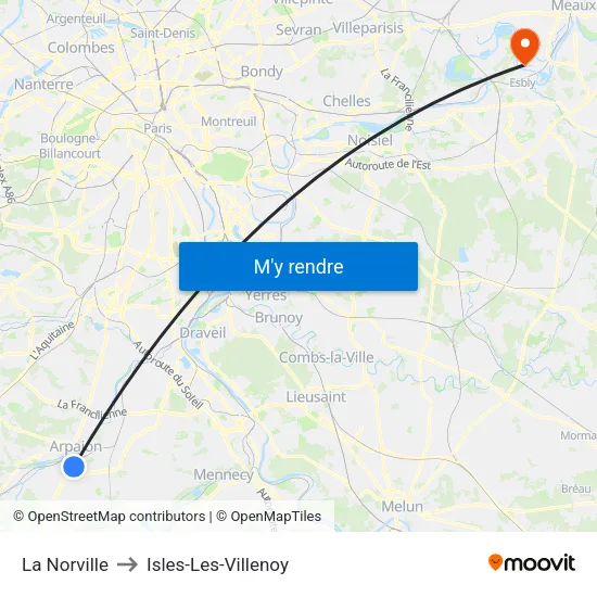 La Norville to Isles-Les-Villenoy map