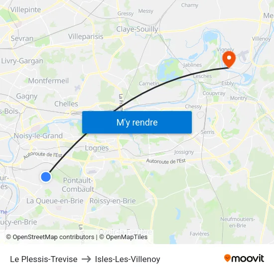 Le Plessis-Trevise to Isles-Les-Villenoy map