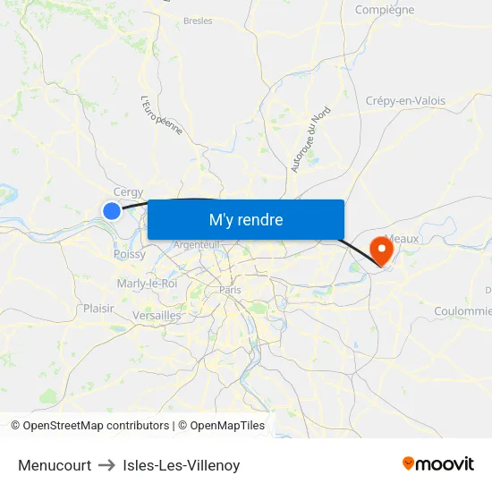 Menucourt to Isles-Les-Villenoy map