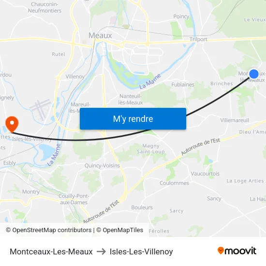 Montceaux-Les-Meaux to Isles-Les-Villenoy map