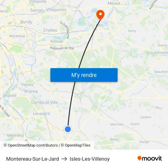 Montereau-Sur-Le-Jard to Isles-Les-Villenoy map