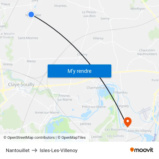 Nantouillet to Isles-Les-Villenoy map
