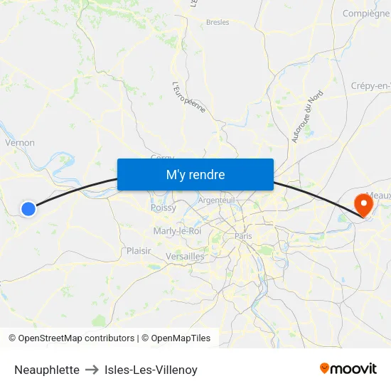 Neauphlette to Isles-Les-Villenoy map