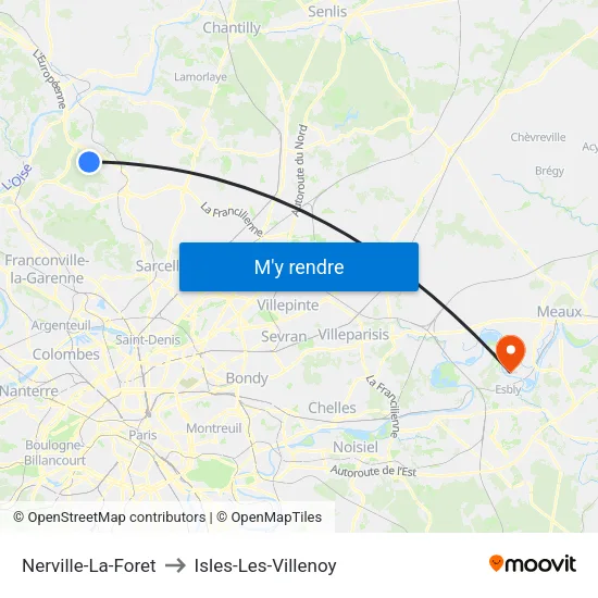 Nerville-La-Foret to Isles-Les-Villenoy map