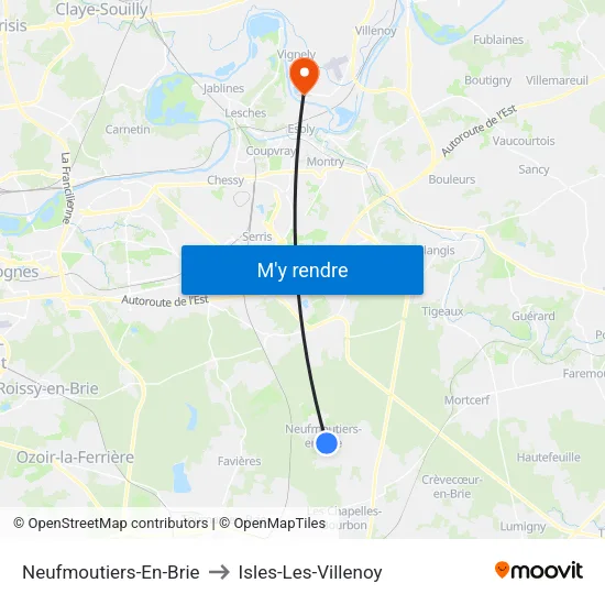Neufmoutiers-En-Brie to Isles-Les-Villenoy map