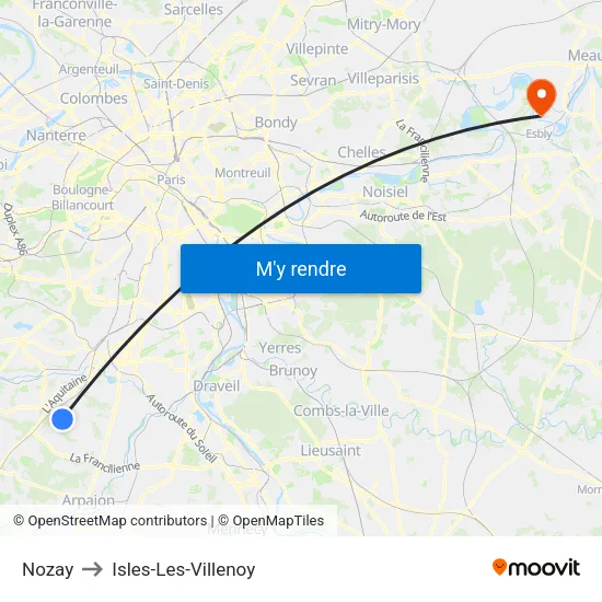 Nozay to Isles-Les-Villenoy map