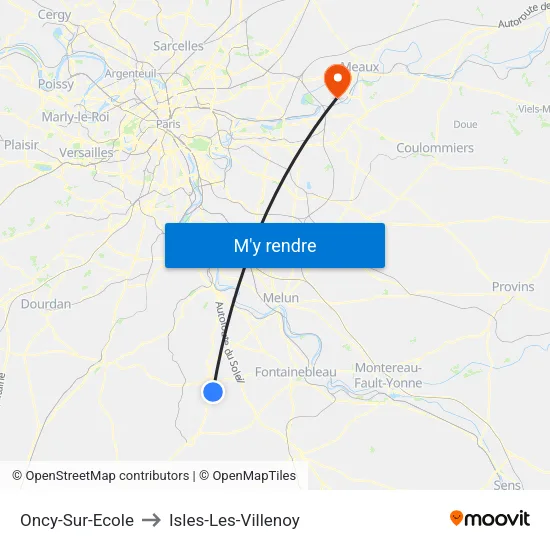 Oncy-Sur-Ecole to Isles-Les-Villenoy map