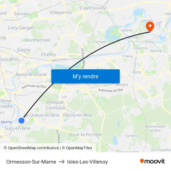 Ormesson-Sur-Marne to Isles-Les-Villenoy map