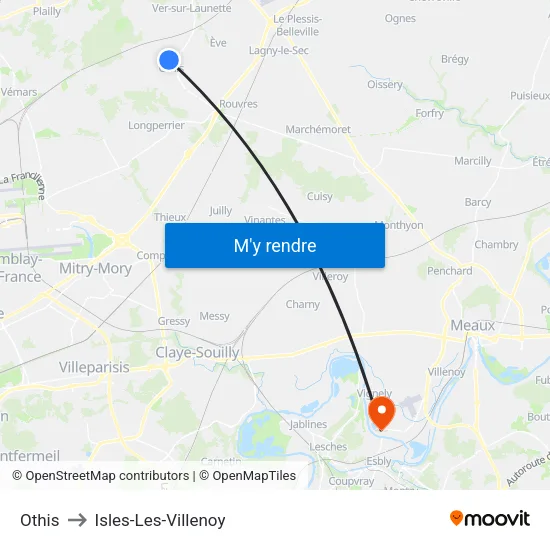 Othis to Isles-Les-Villenoy map