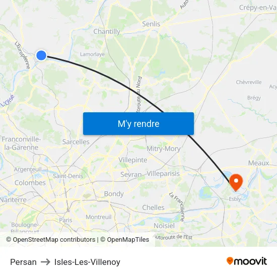 Persan to Isles-Les-Villenoy map