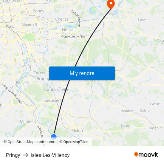 Pringy to Isles-Les-Villenoy map