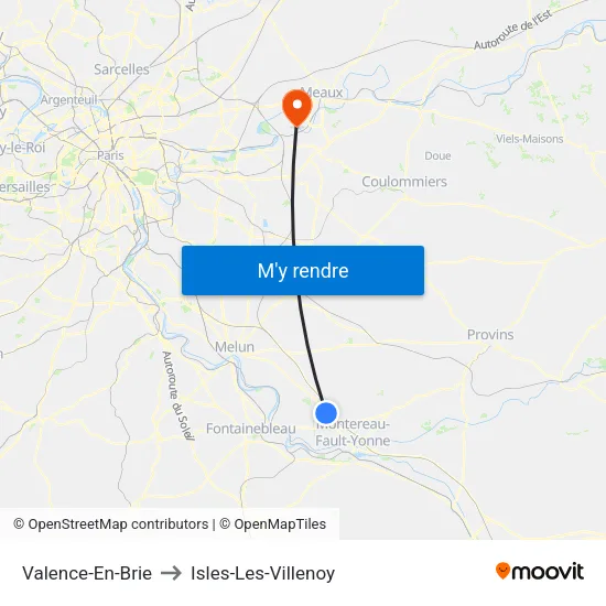 Valence-En-Brie to Isles-Les-Villenoy map