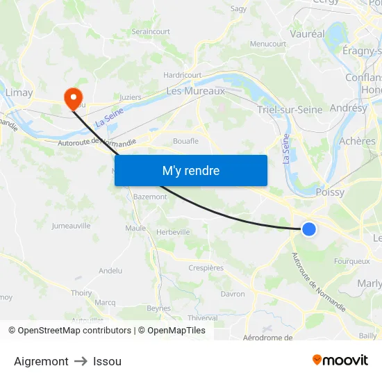 Aigremont to Issou map