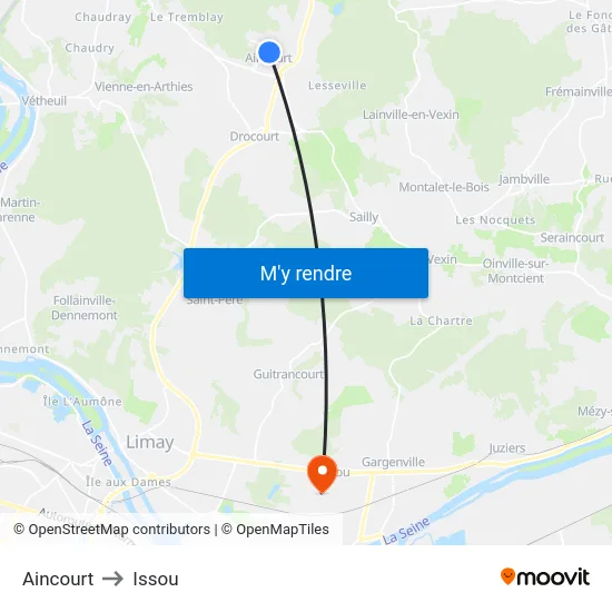 Aincourt to Issou map