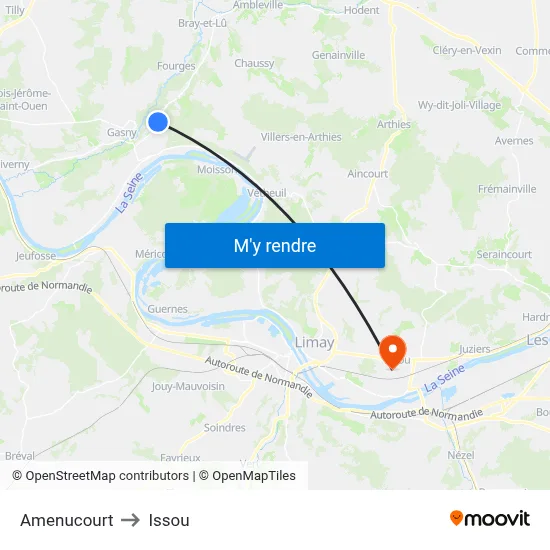 Amenucourt to Issou map