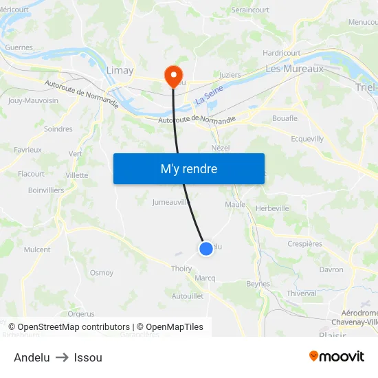 Andelu to Issou map