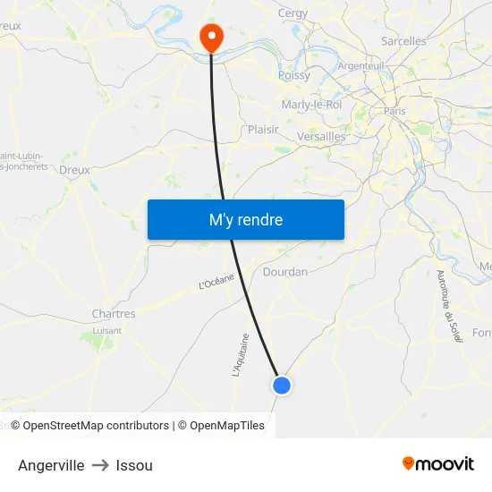 Angerville to Issou map