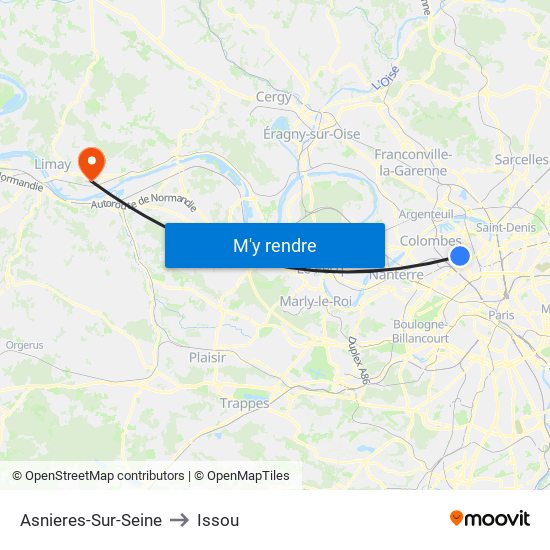 Asnieres-Sur-Seine to Issou map