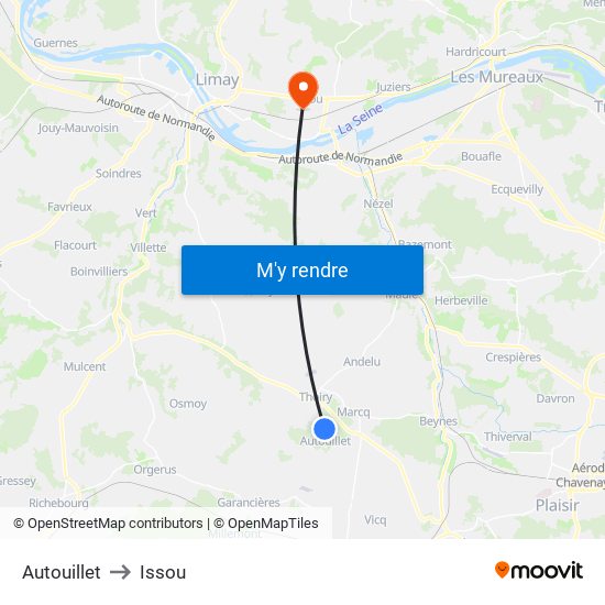 Autouillet to Issou map