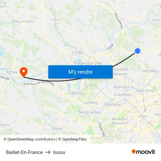 Baillet-En-France to Issou map