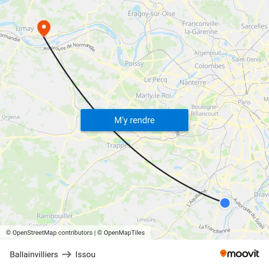 Ballainvilliers to Issou map