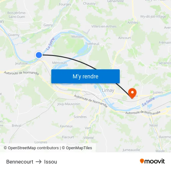 Bennecourt to Issou map