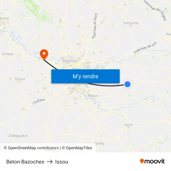 Beton-Bazoches to Issou map