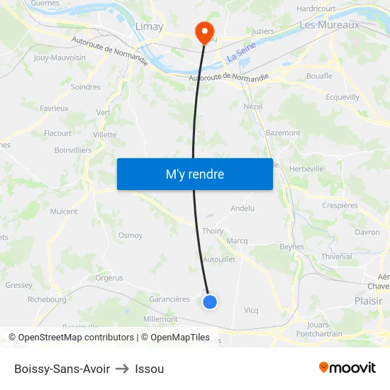 Boissy-Sans-Avoir to Issou map