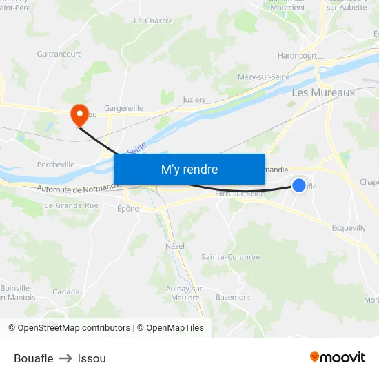 Bouafle to Issou map