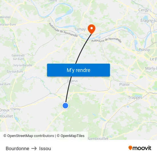 Bourdonne to Issou map