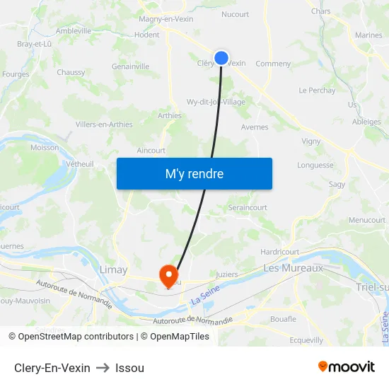 Clery-En-Vexin to Issou map