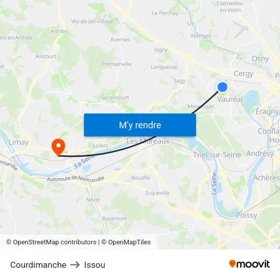 Courdimanche to Issou map