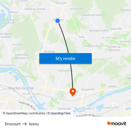 Drocourt to Issou map