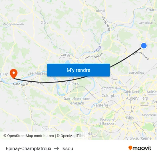 Epinay-Champlatreux to Issou map