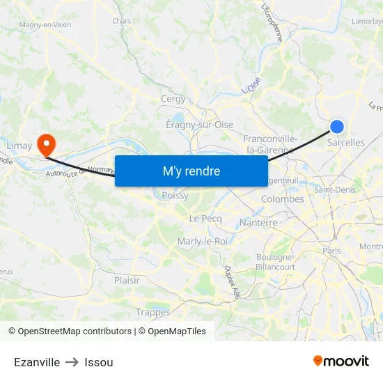 Ezanville to Issou map