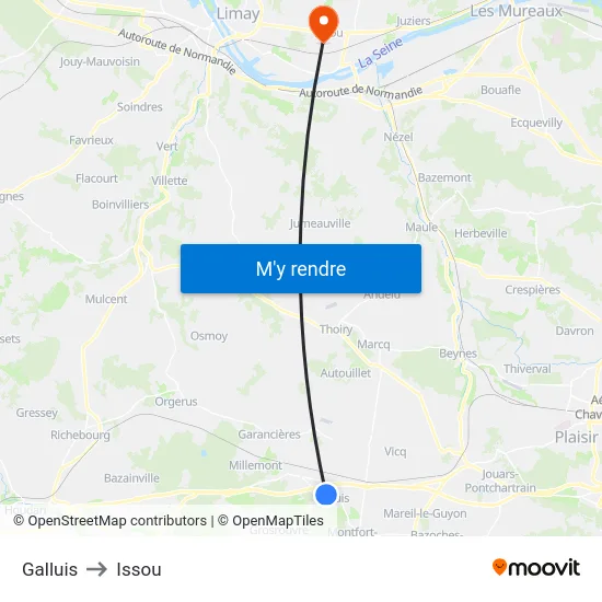 Galluis to Issou map