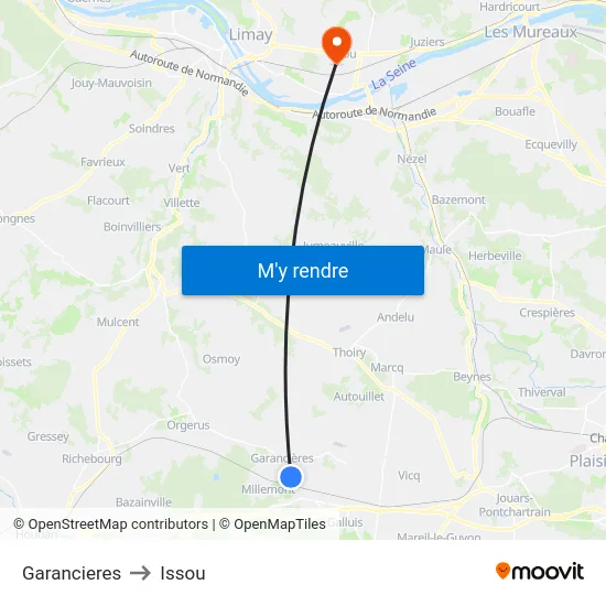 Garancieres to Issou map