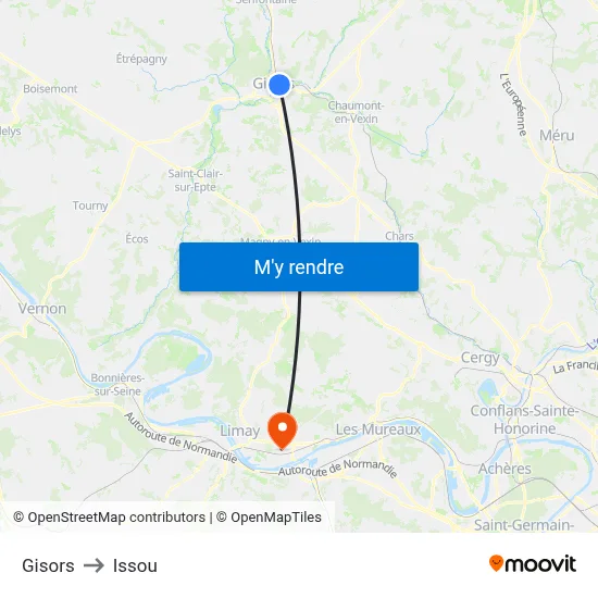 Gisors to Issou map