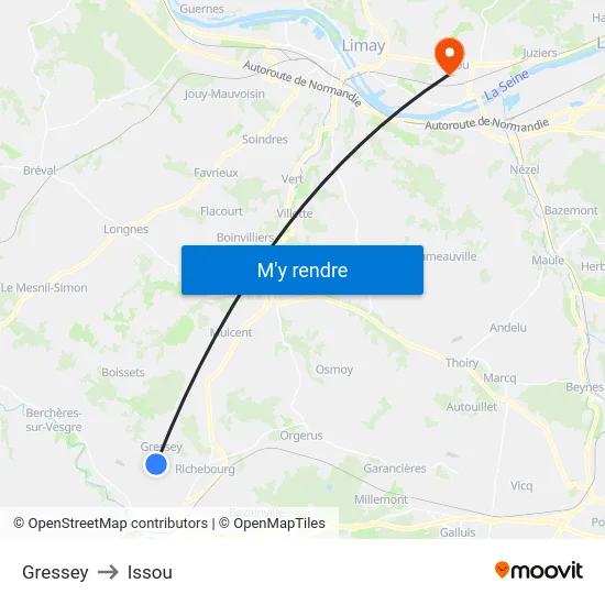 Gressey to Issou map