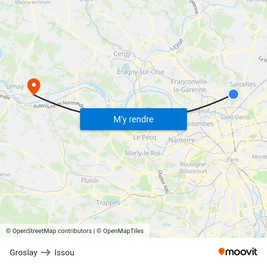 Groslay to Issou map