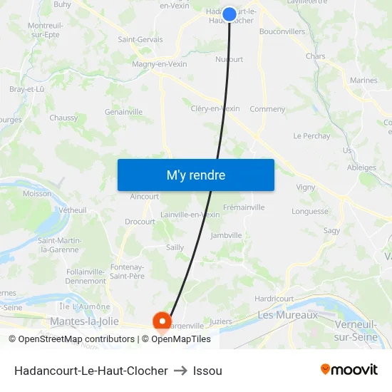 Hadancourt-Le-Haut-Clocher to Issou map