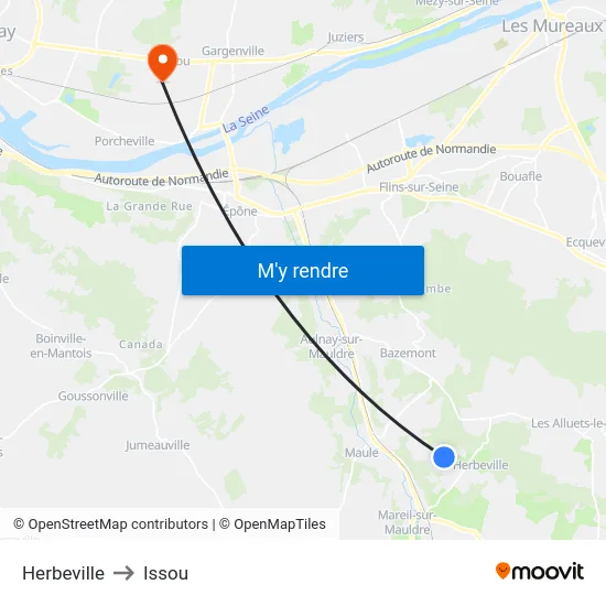 Herbeville to Issou map