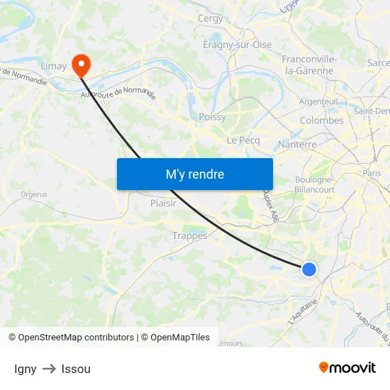 Igny to Issou map