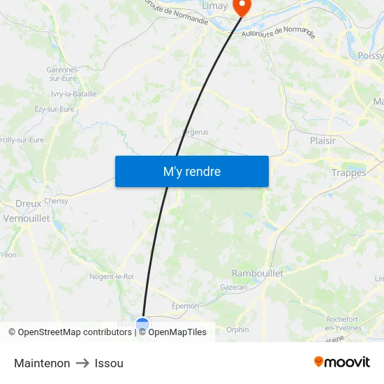 Maintenon to Issou map