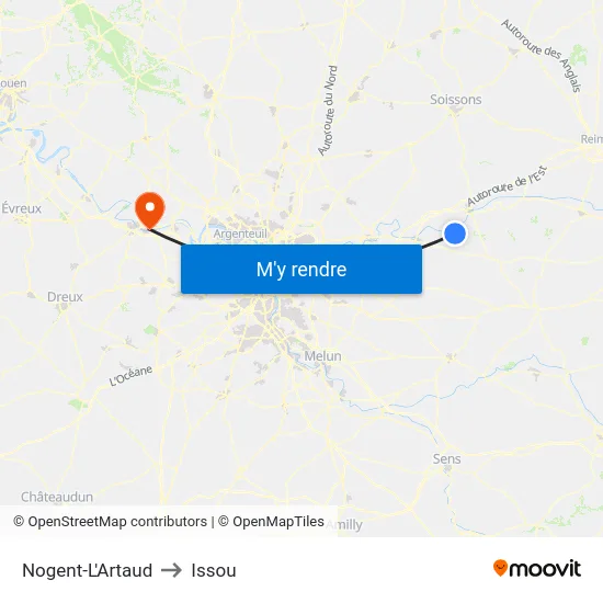 Nogent-L'Artaud to Issou map