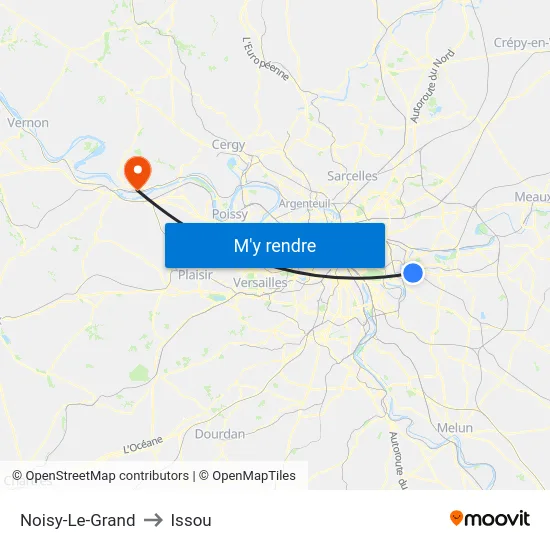 Noisy-Le-Grand to Issou map