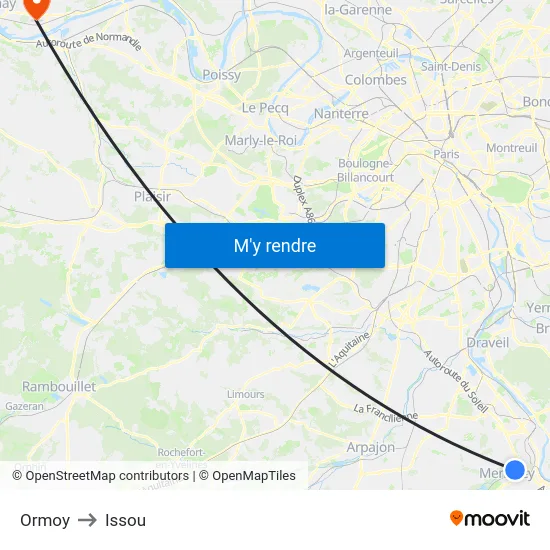 Ormoy to Issou map